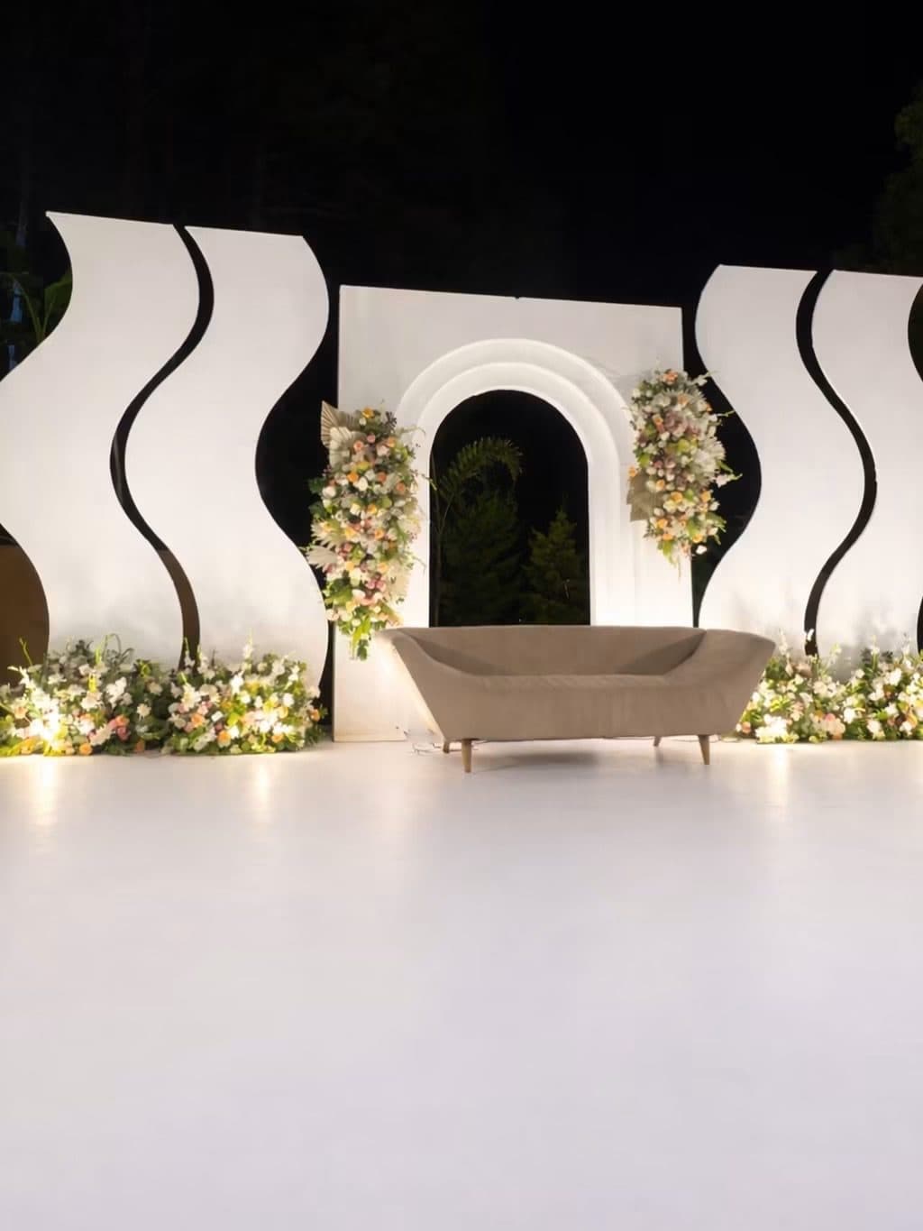 Modern Wave Backdrop — Stage decoration by Floral Roots & Decor
